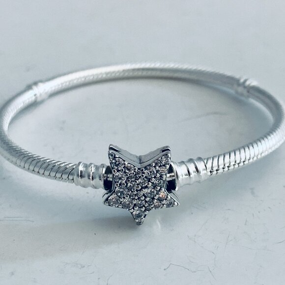 Pandora Moments Asymmetric STAR CLASP Snake Chain Bracelet - Picture 2 of 7